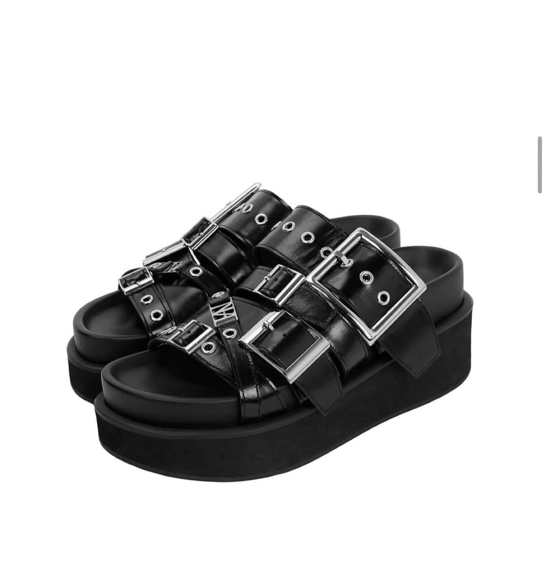 트리밍버드 BOLD BUCKLE FLATFORM SLIDES /BLACK 상품이미지1