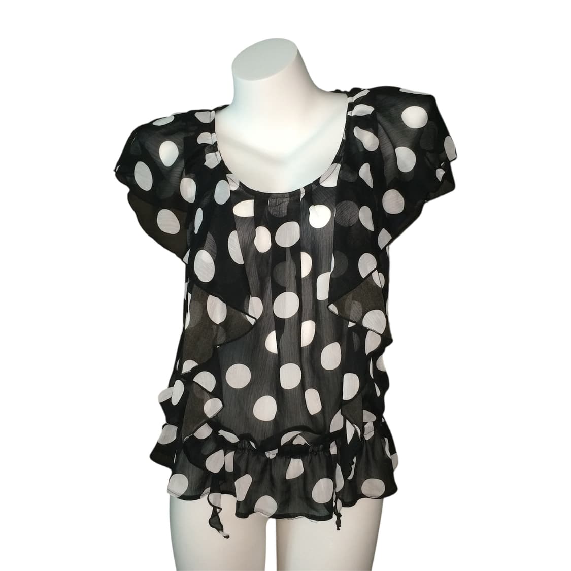 도트 프릴 러플 블라우스 상품이미지2