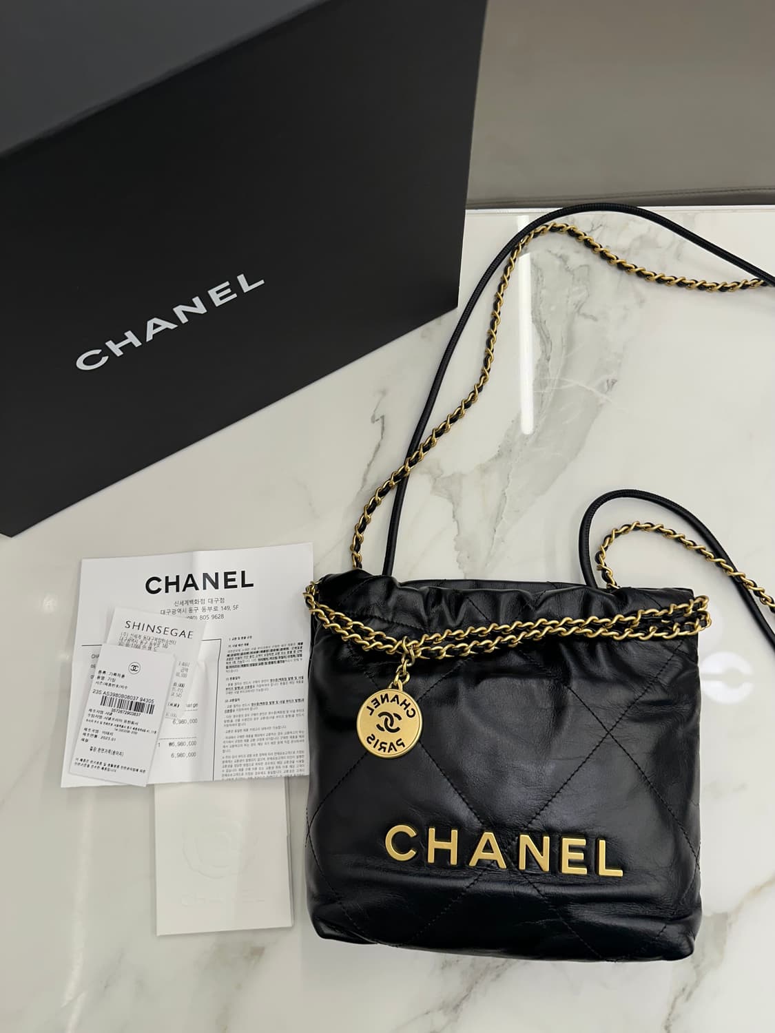 [백화점 풀구성] 정품 샤넬 22백 미니 블랙 상품이미지3
