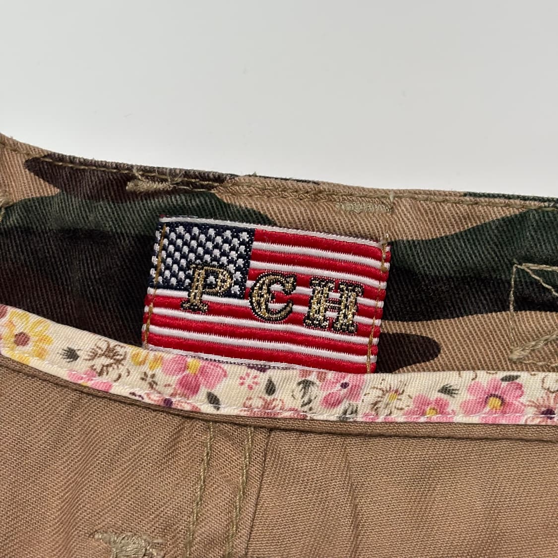 빈티지 우드랜드 카모 지퍼 디테일 크롭 카고 팬츠 상품이미지7