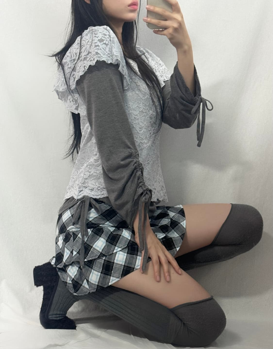 레이스 러플 슬리브 블라우스 상품이미지3