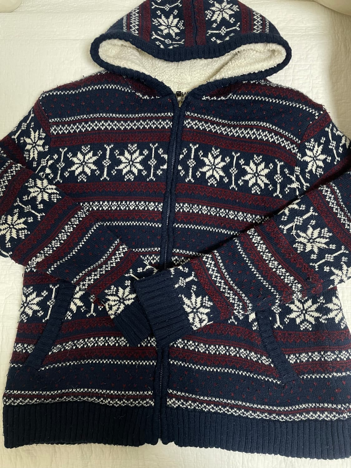 빈티지 겨울 니트 후드 집업 상품이미지1