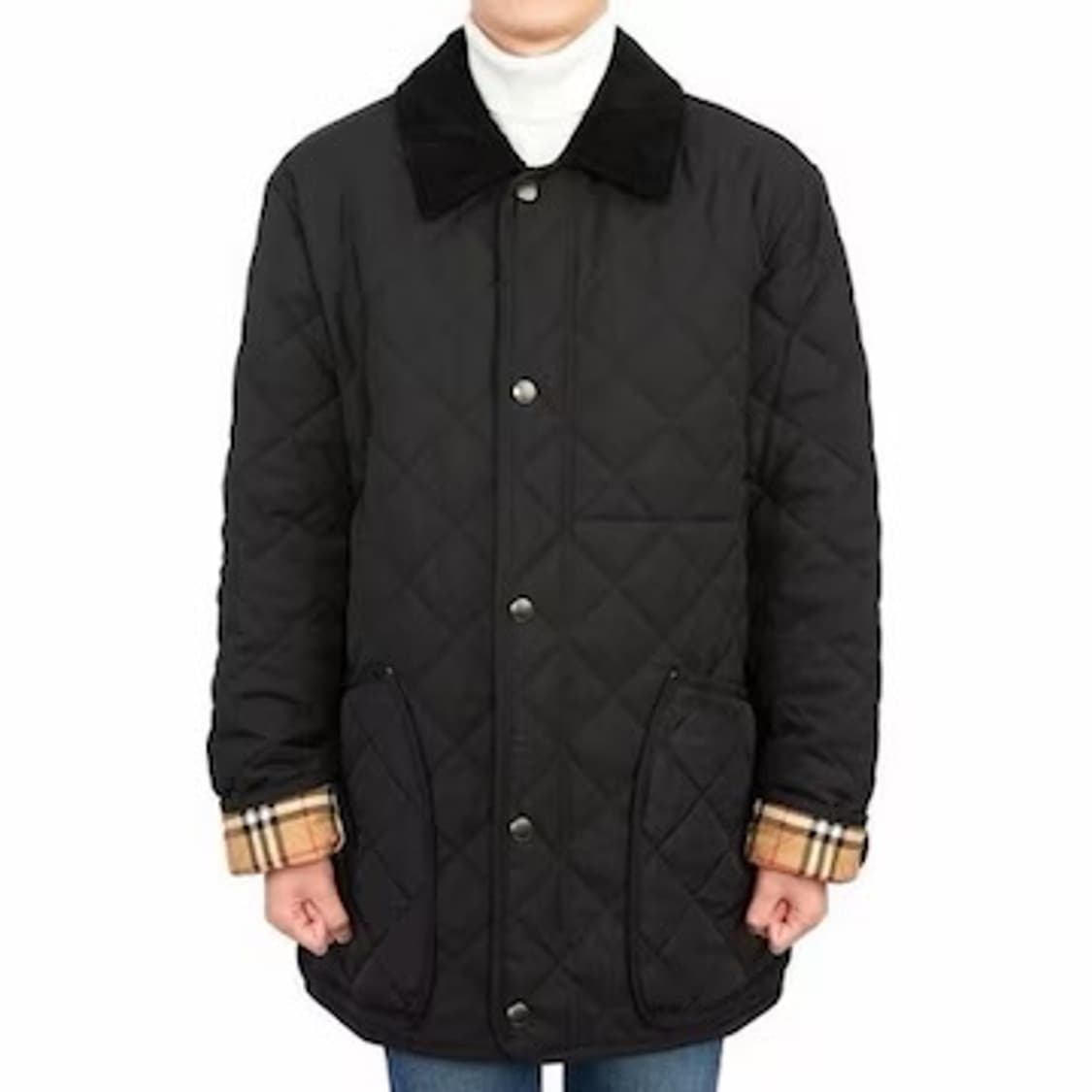 (A+/3XL) / 버버리 코듀로이 다이아몬드 퀄팅 랜포드 코트 블랙 상품이미지10