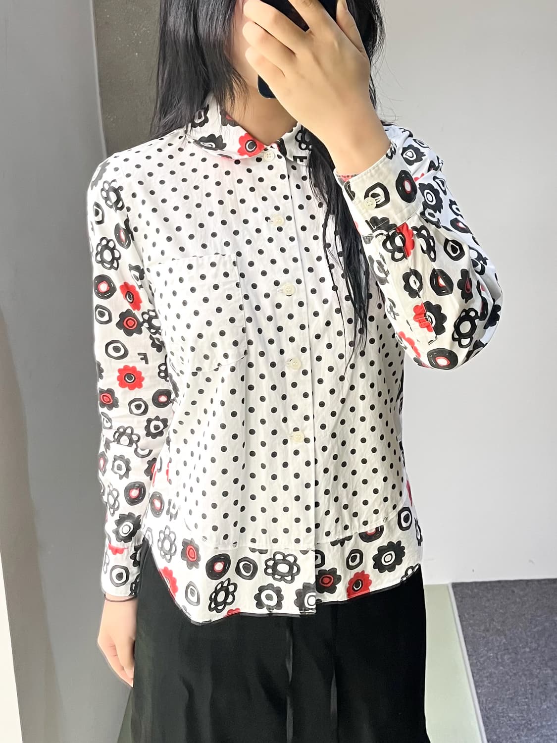 블랙 꼼데가르송 Ad.2013 도트 플로럴 셔츠 상품이미지2