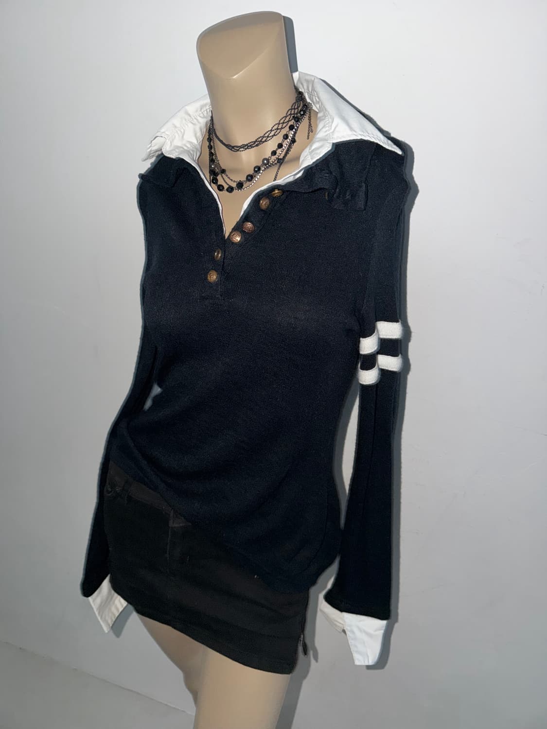 더블 카라 레이어드 셔츠 니트 상품이미지3