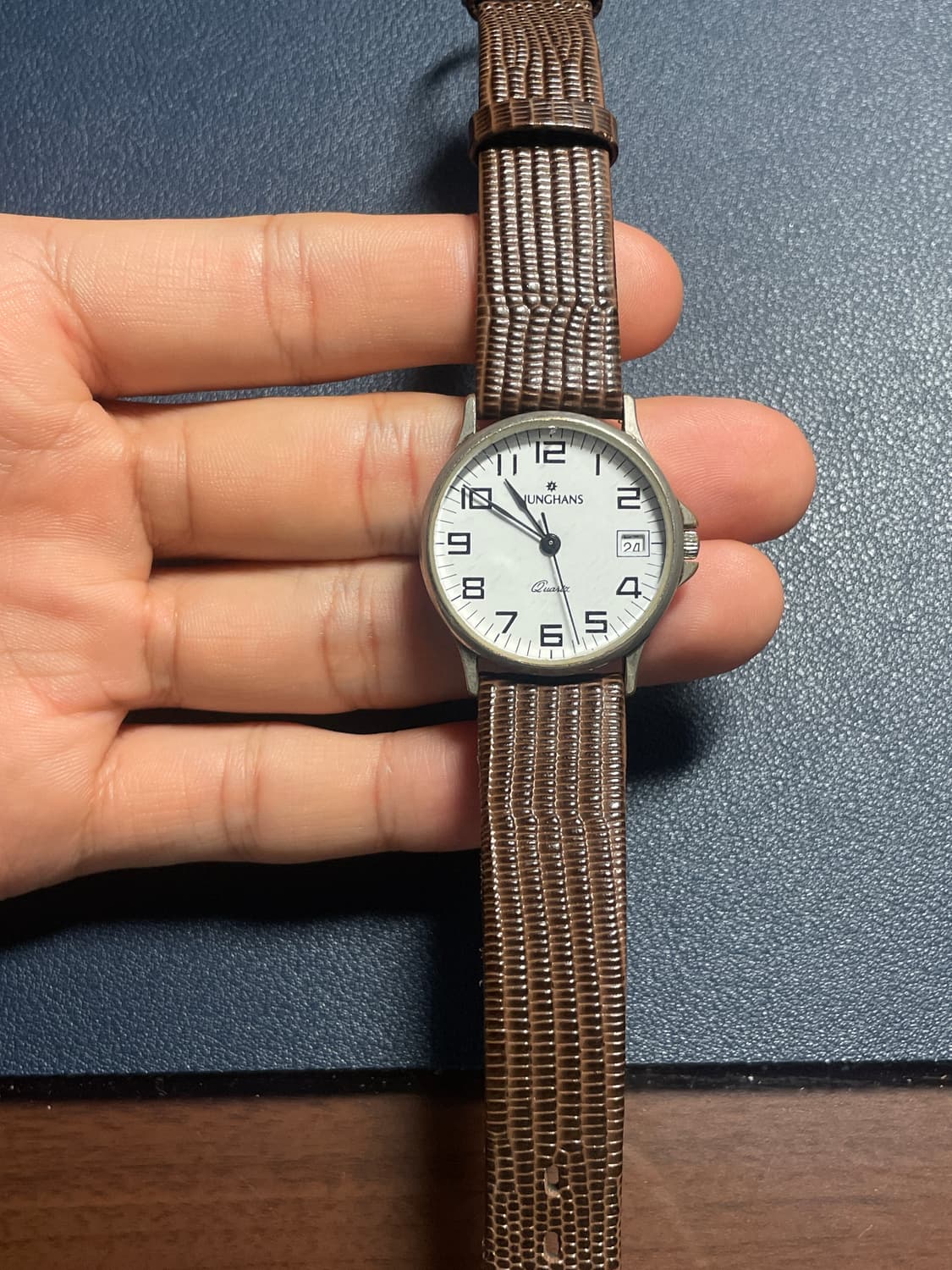 빈티지 융한스 쿼츠 레더 시계 상품이미지5