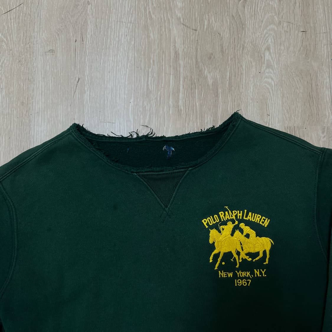 폴로 랄프로렌 크롭 데미지 커팅 럭비 롱슬리브 긴팔티 [그린] L/100 상품이미지2