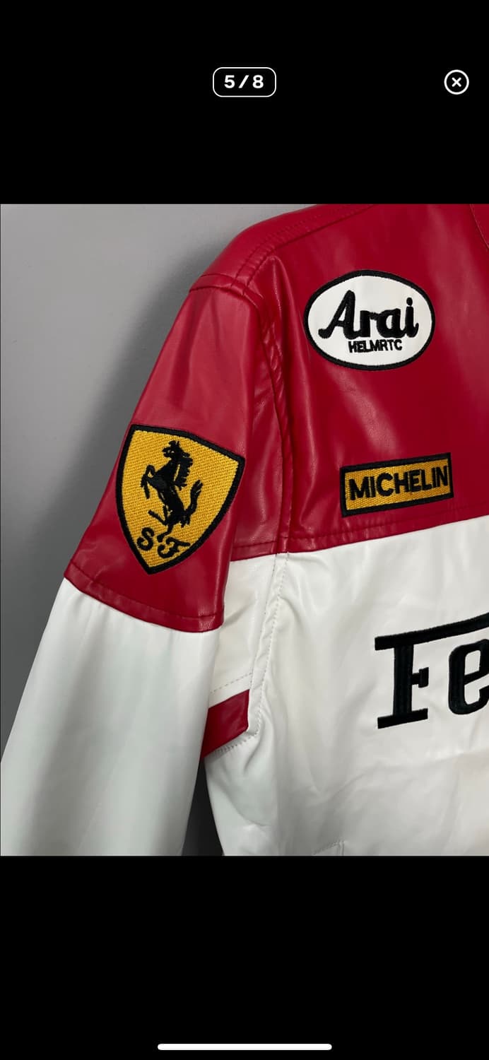 페라리 F1 자수로고 레드 레더자켓 A3399 상품이미지5