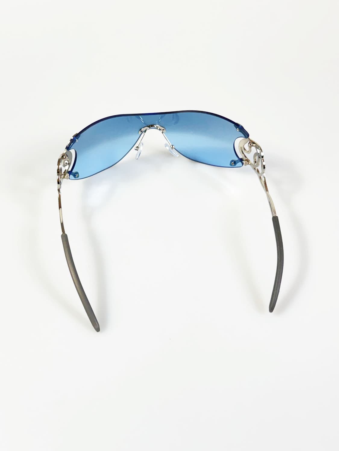 블루 스퀘어 무테 고글 프레임 빈티지 틴트 선글라스 상품이미지5