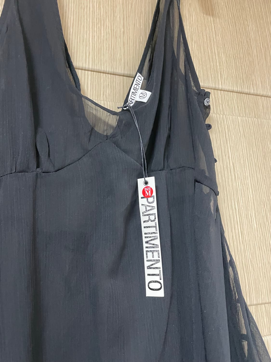 파티멘토 쉬어 레이어드 원피스 블랙 M 새상품 상품이미지4