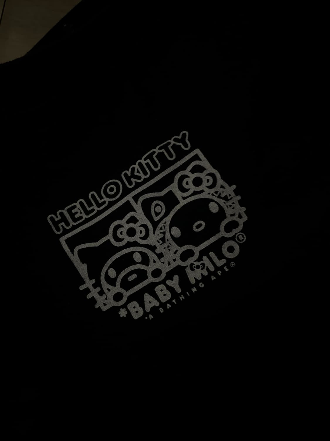 베이프x헬로키티 베이비마일로 블랙 티셔츠 L 국내판 상품이미지5