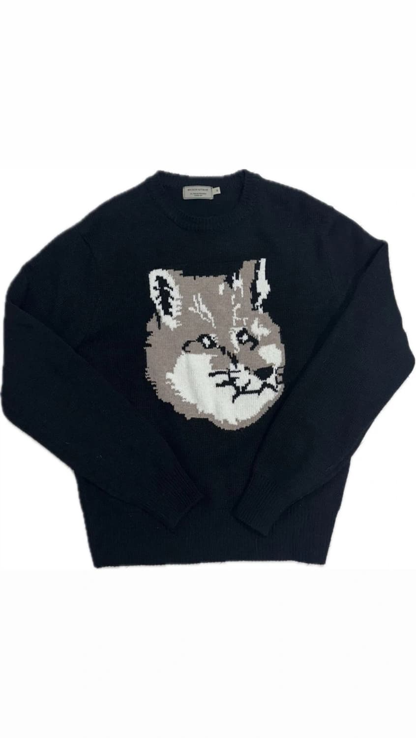 메종키츠네 빅폭스 블랙 니트 M사이즈 상품이미지1