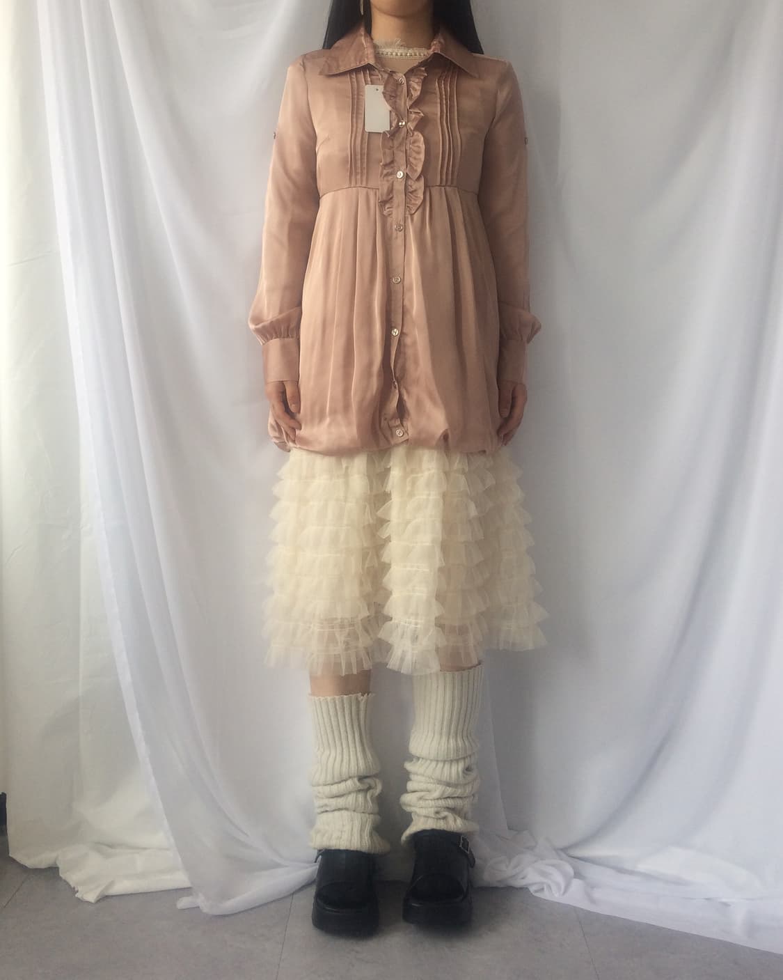 Frill balloon fit shirt onepiece 상품이미지1