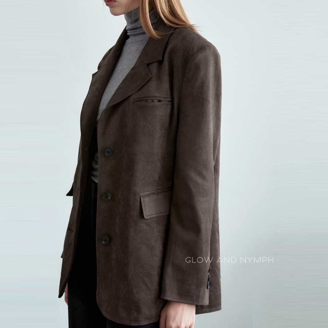 글로우앤님프(GLOW AND NYMPH) 스웨이드 자켓 프리사이즈 상품이미지3