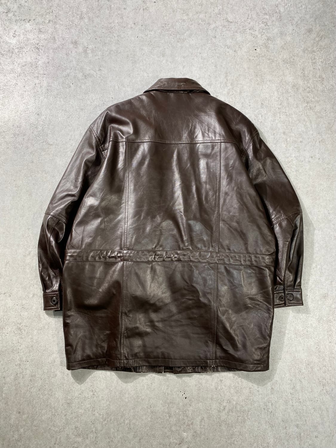 [105] 90s SCALA Paris 브라운 양가죽 레더 코트 상품이미지9