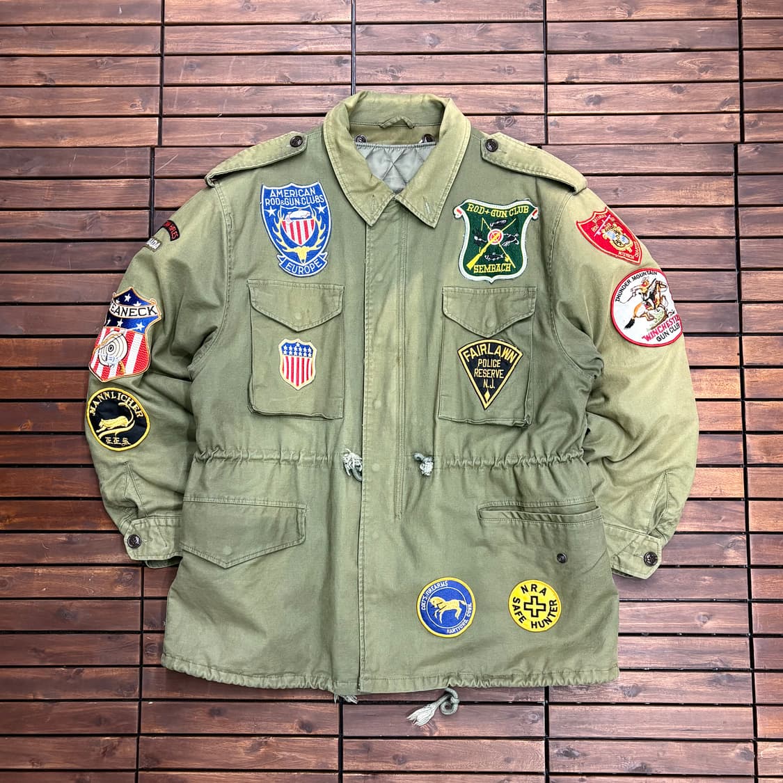 (XL) 빈티지 건클럽 패치워크 밀리터리 누빔 야상 자켓 상품이미지1