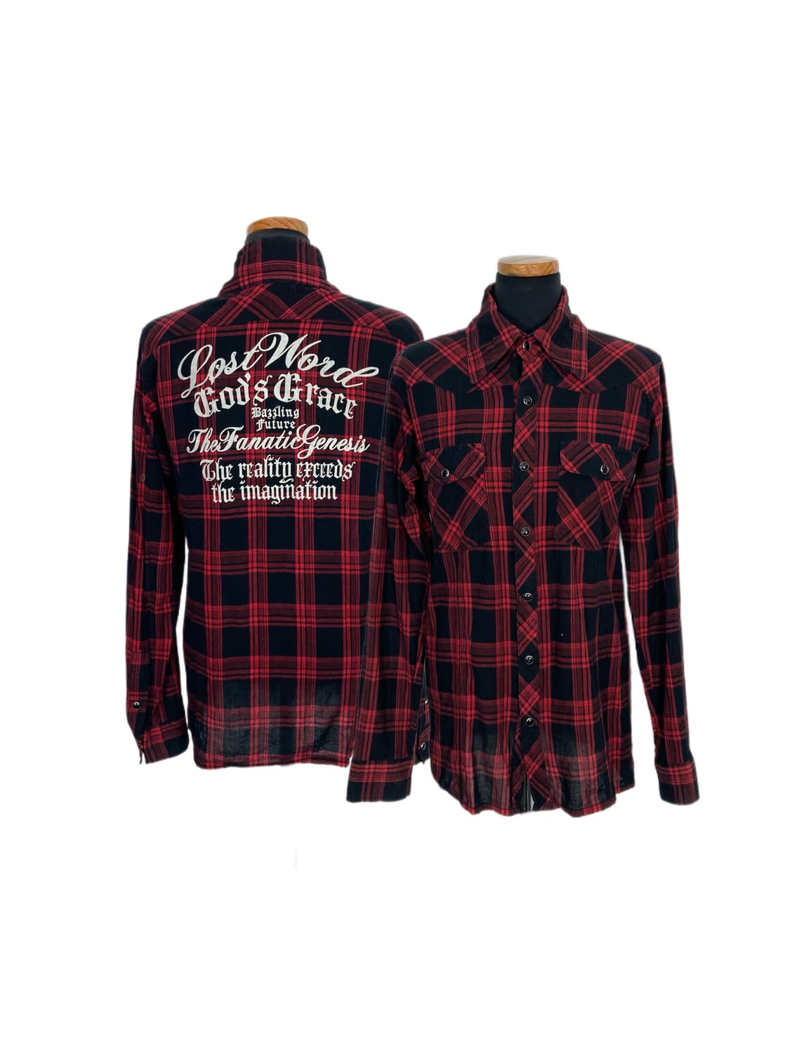 red check punk lettering shirt 상품이미지1