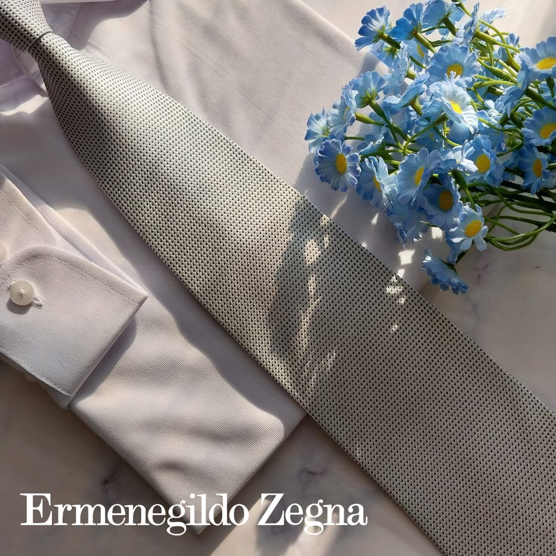 제냐 실크 화이트 마이크로 패턴 넥타이 9cm A+등급 K1901
 상품이미지2