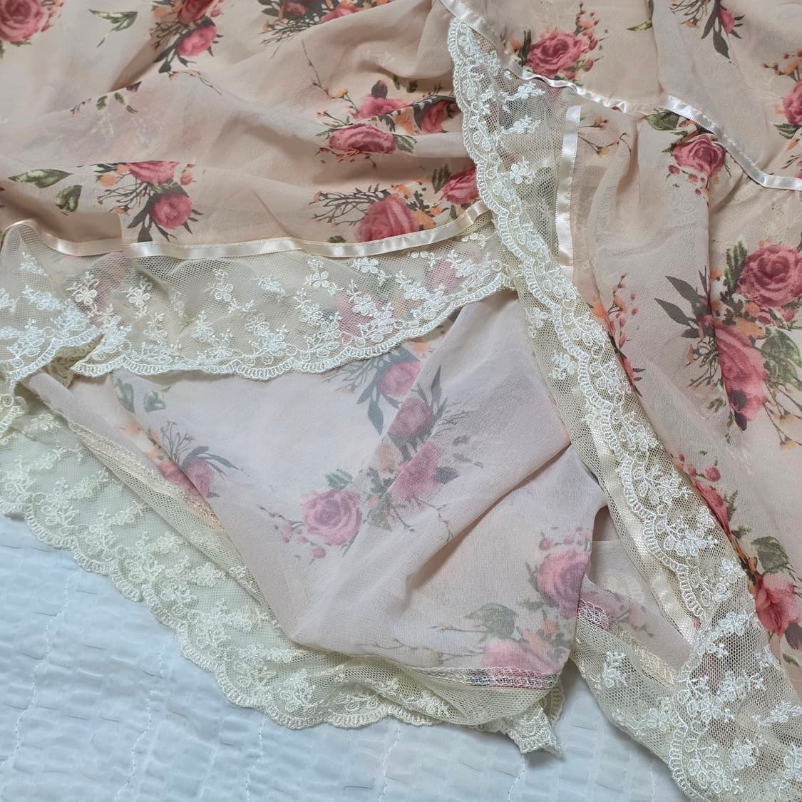 레트로문) 비긴어게인 베이지 로즈 레이스 롱원피스 상품이미지3