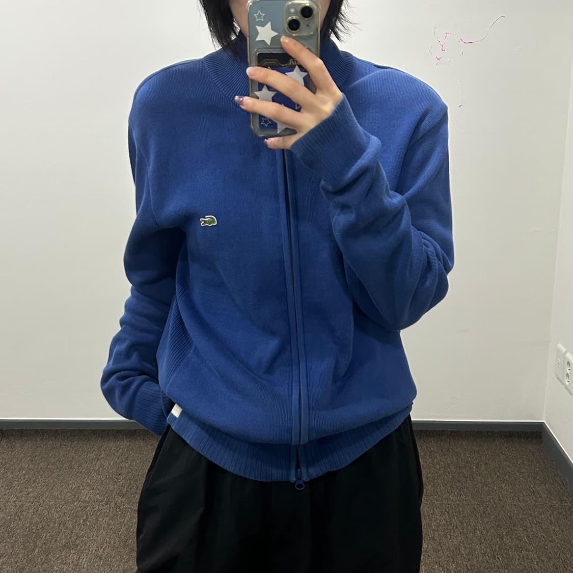 Lacoste 라코스테 스몰 로고 딥블루 니트 집업  상품이미지1