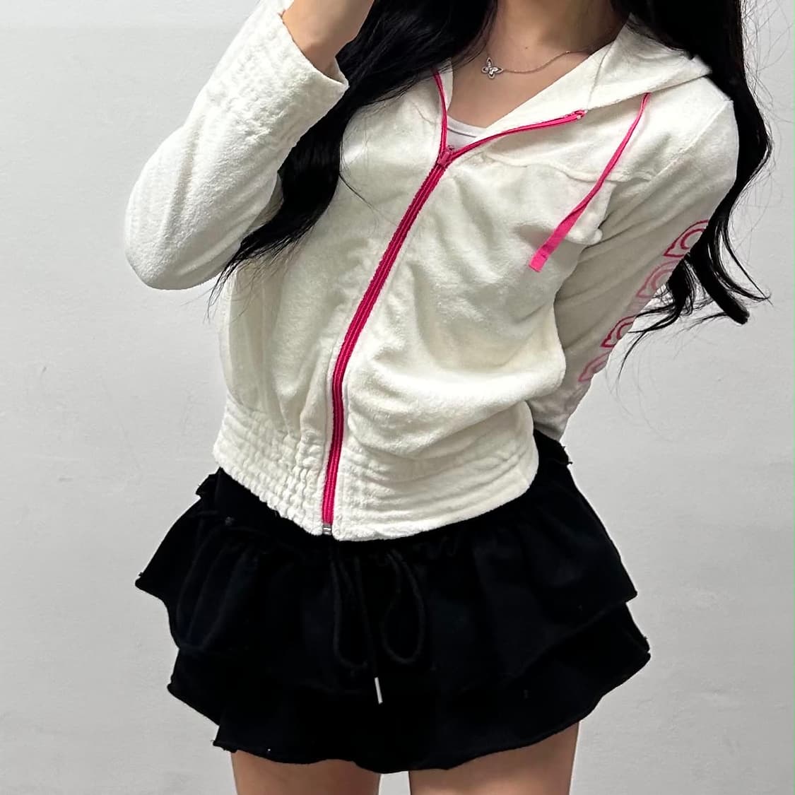 아디다스 Y2K 화이트 벨루어 벨벳 걸즈 트랙탑 후드집업 희귀져지(85) 상품이미지1