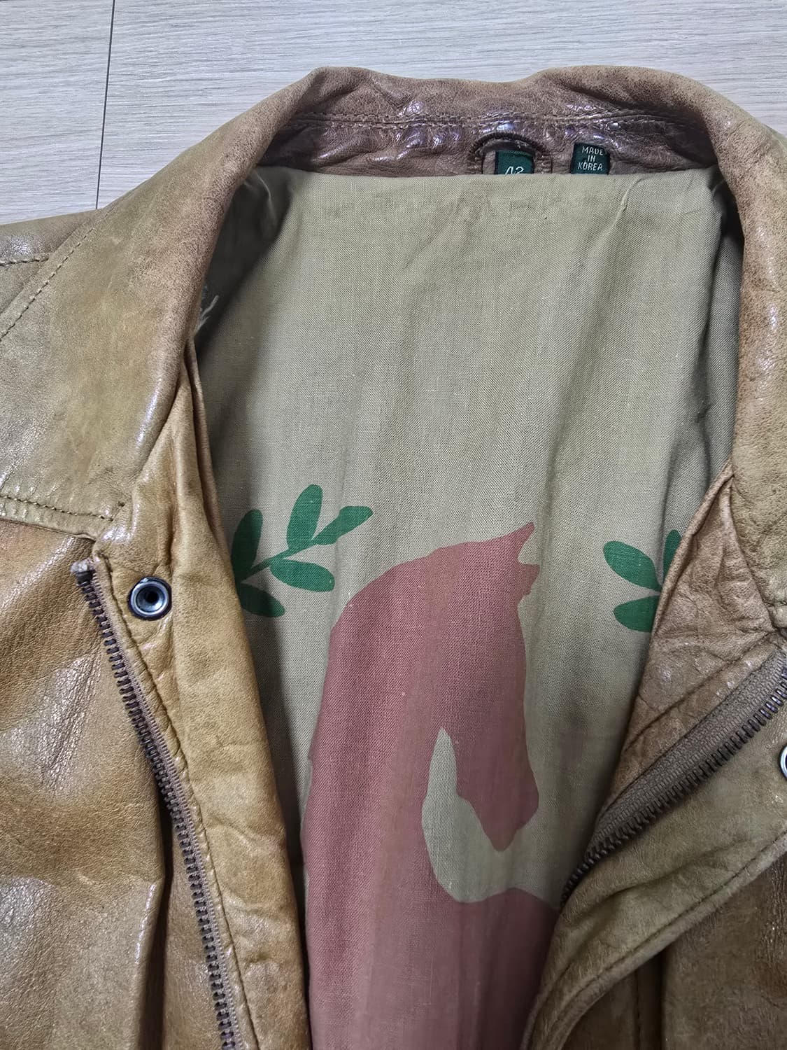 빈티지 스타일 가죽 봄버 자켓 L 42 상품이미지4