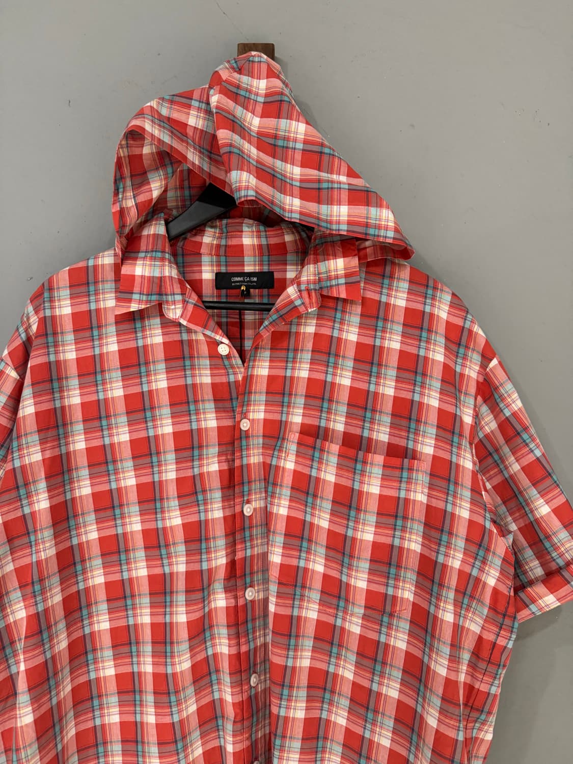 red check pattern hood shirt  상품이미지5