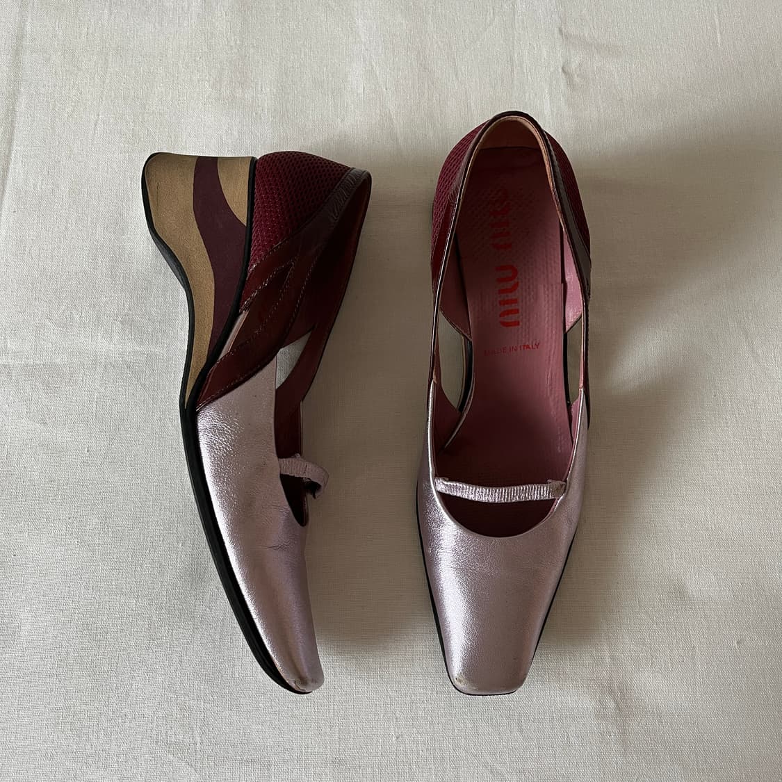 SS2000 미우미우 스포츠 메탈릭 핑크 웨지 상품이미지5