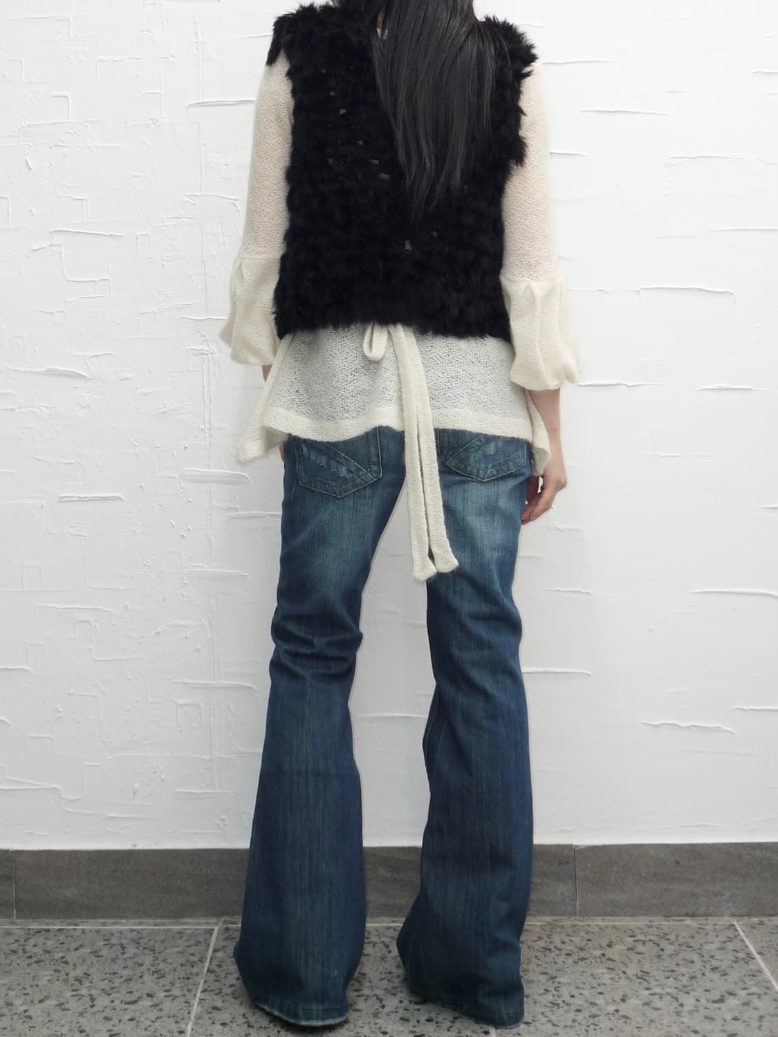 black fur ribbon vest 상품이미지3