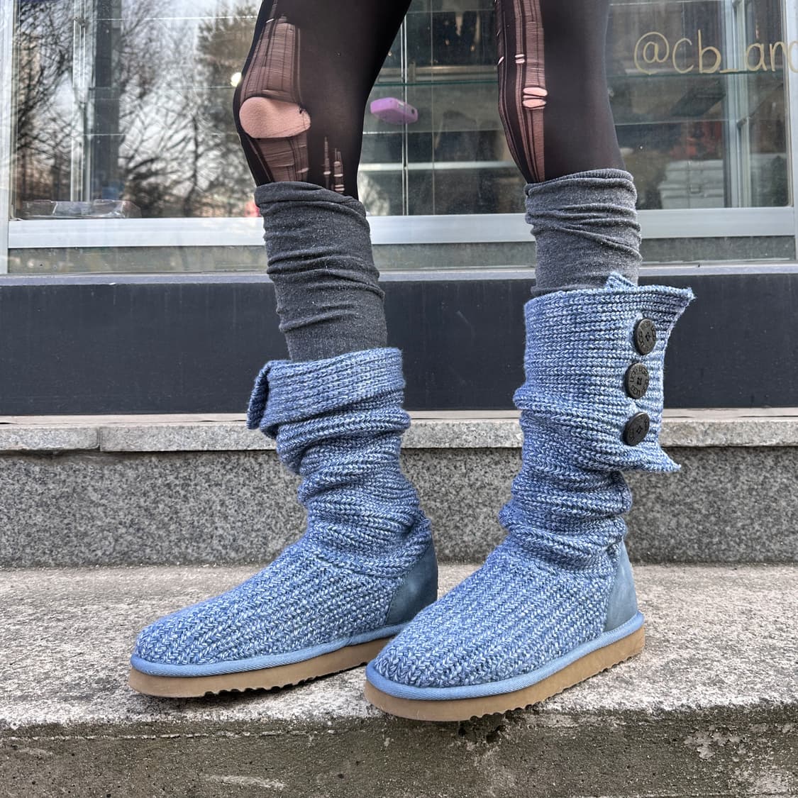 00s 스카이 블루 니트 어그 카디 부츠 상품이미지1
