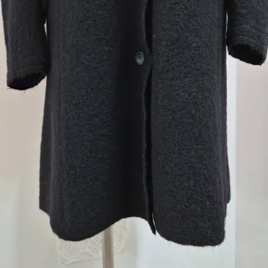 디젤 울100 블랙 셰어링 라펠 롱코트 상품이미지6