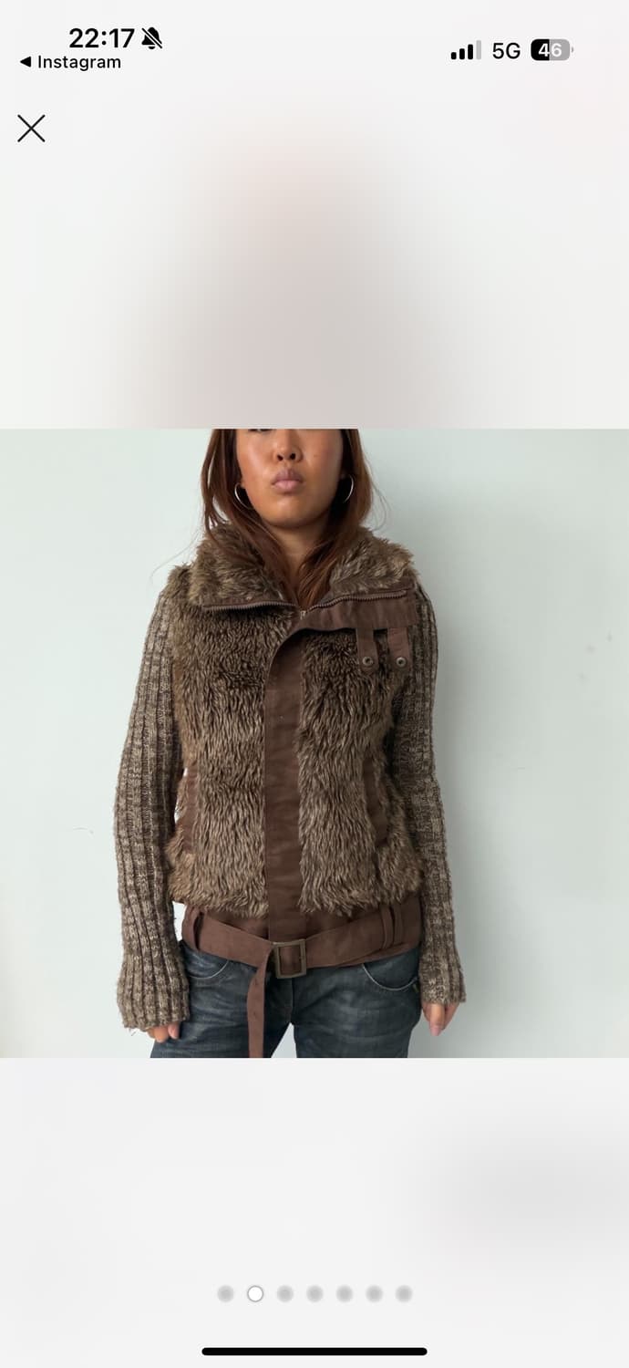 Vintage brown faux fur knit high neck  상품이미지2