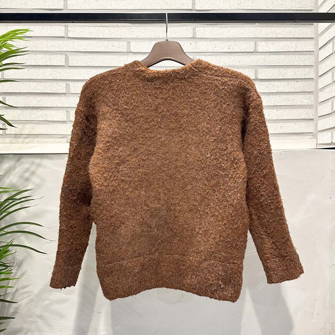 JPN VINTAGE 니트 집업 가디건 브이넥 디테일 오버핏 브릭 브라운 상품이미지3