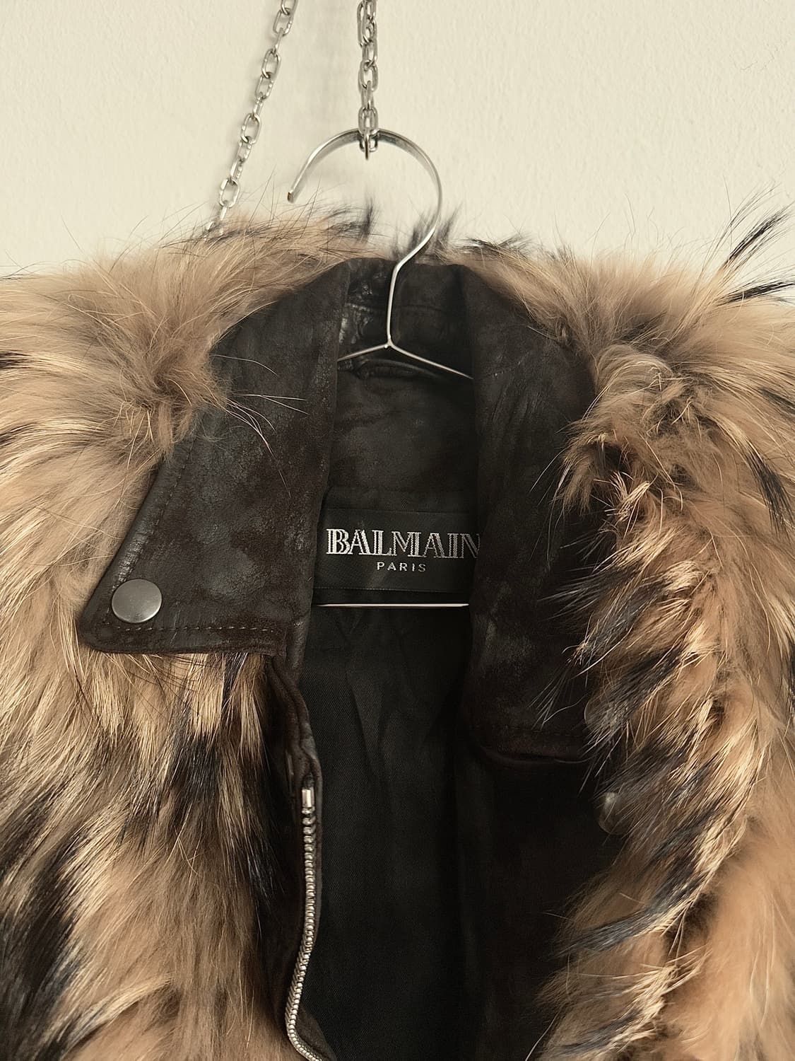 발망 10AW 데카르넹 고트스킨 라쿤퍼 라이더자켓 상품이미지3