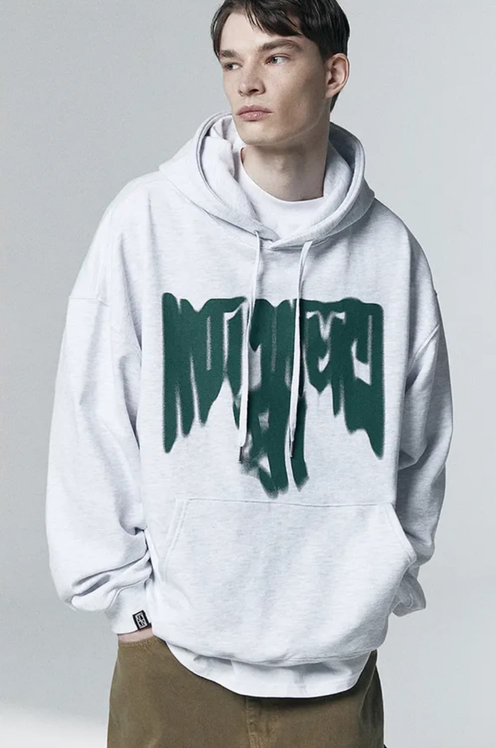 낫포너드 블러 로고 그레이 후드 XL 상품이미지1