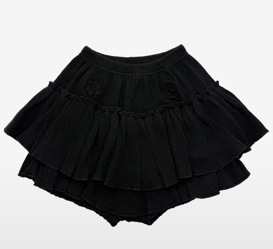 플라즈마 미니 스커트/메들리 아플리케 와플 웨스턴 캉캉 티어드 프릴 치마 상품이미지1