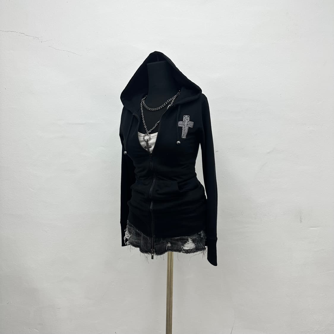Y2K cross cubic hoodie 상품이미지1