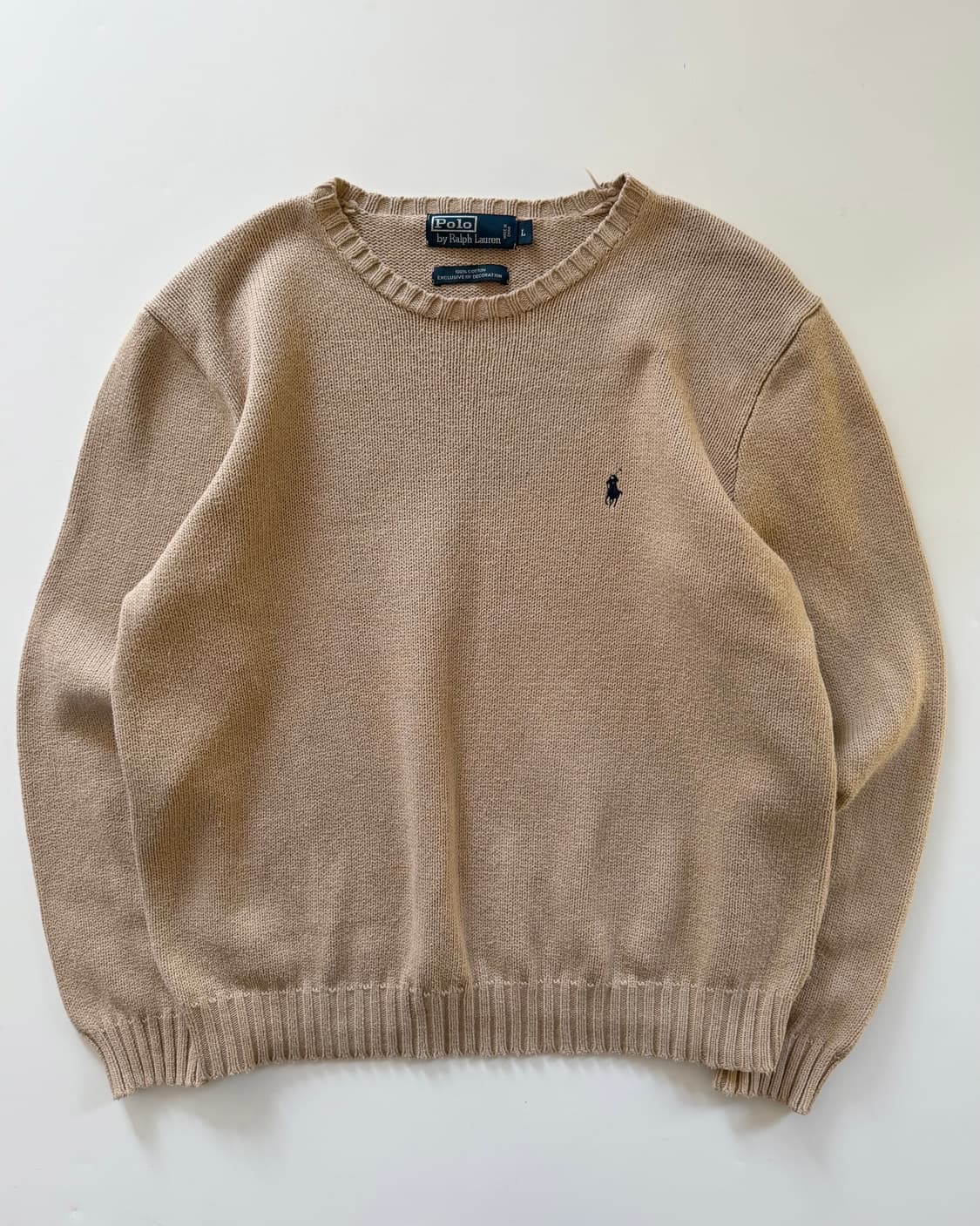 Polo 폴로 랄프로렌 베이지컬러 코튼 라운드넥 니트 상품이미지1