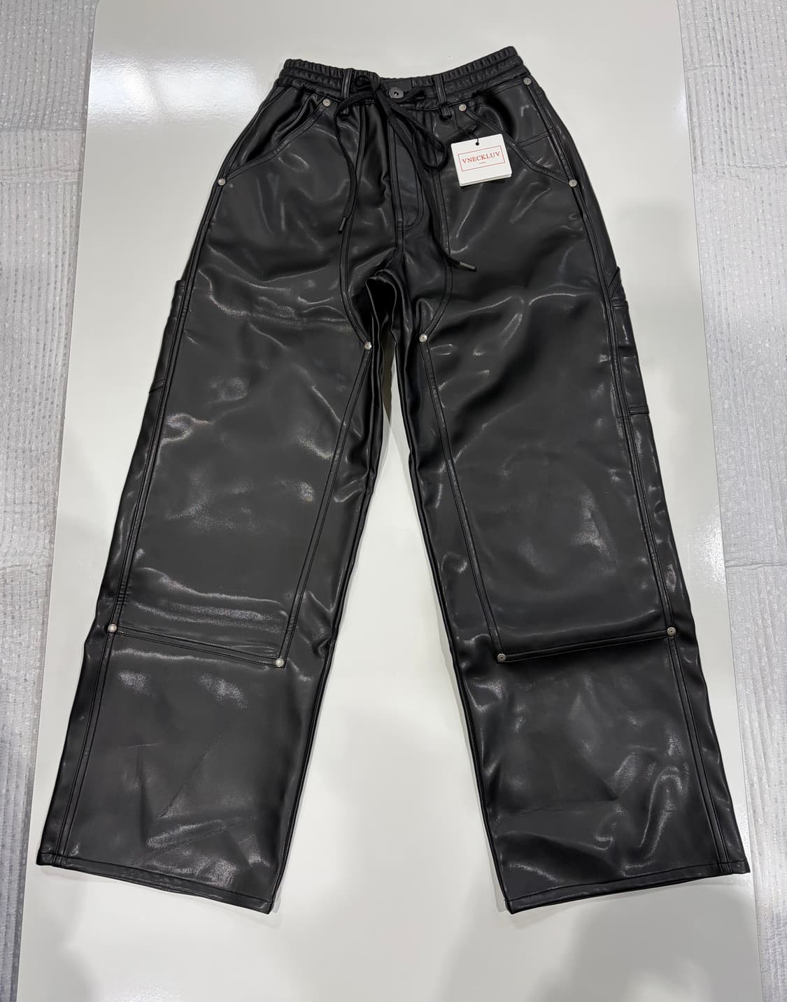 Vneckluv 블랙 인조 가죽 밴딩 팬츠#새상품 상품이미지2