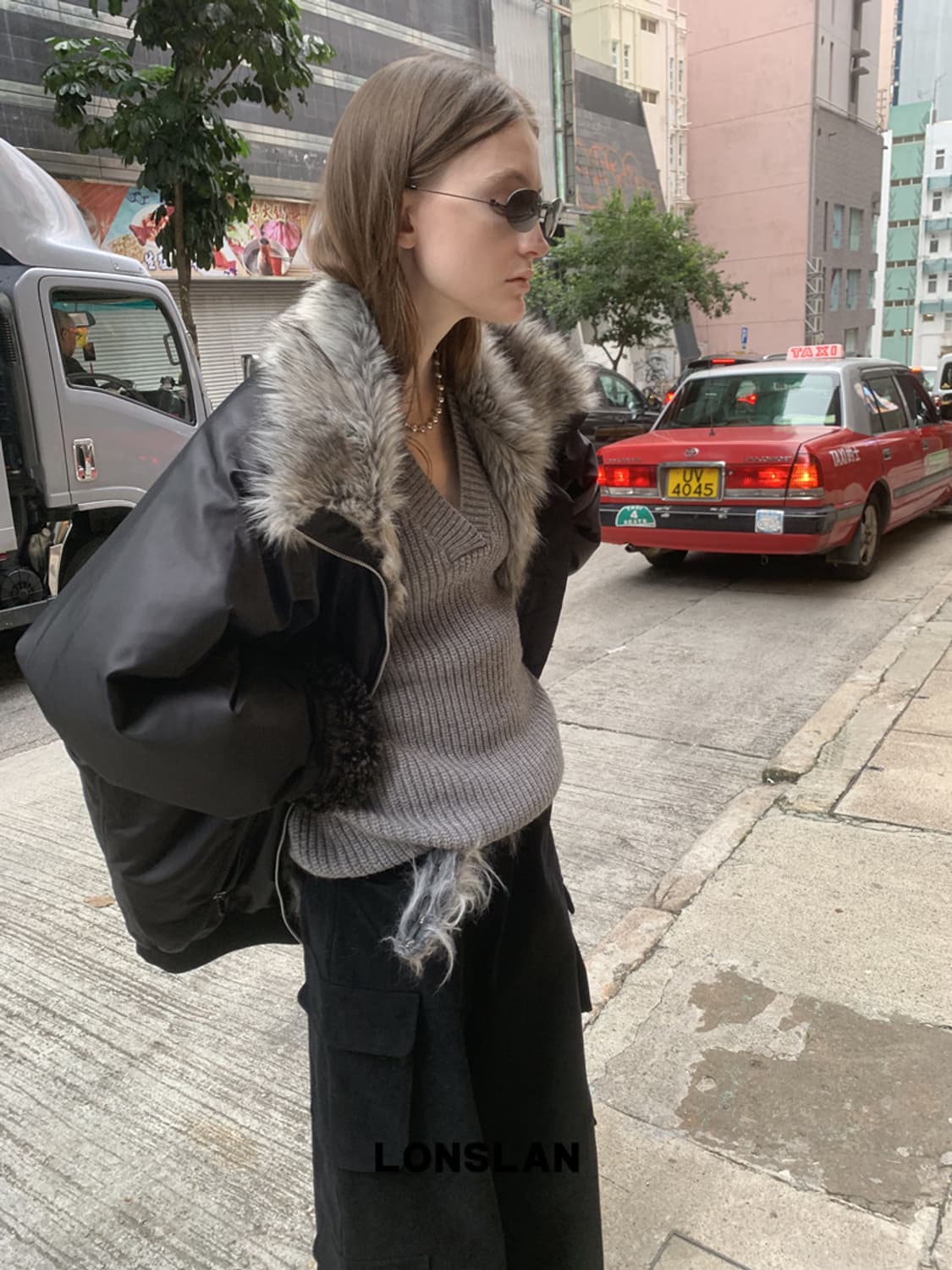 lonslan 하이넥 리버서블 퍼자켓 lamb wool 상품이미지5