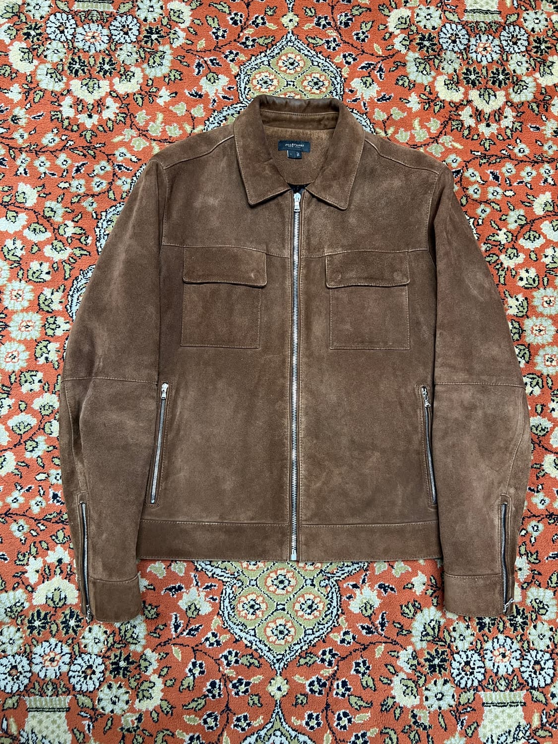 [L] 질스튜어트 리얼레더 스웨이드 브라운 트러커 자켓 상품이미지1