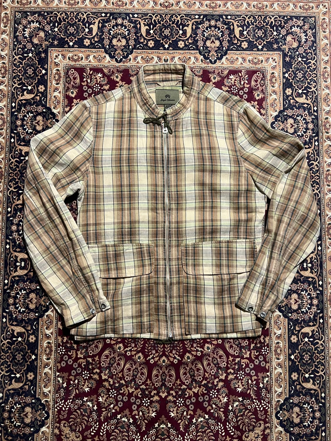 나이젤 카본 린넨 체크 집업 워크 자켓 상품이미지1