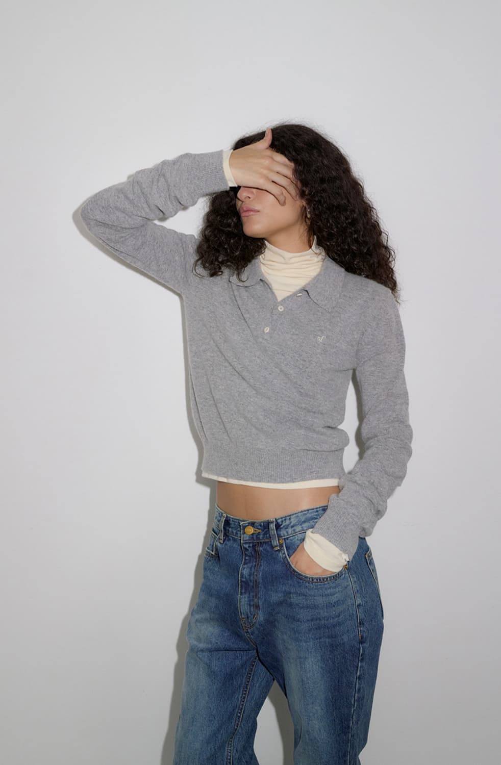 오버듀플레어 오브 카라 니트 멜란지 그레이 상품이미지1