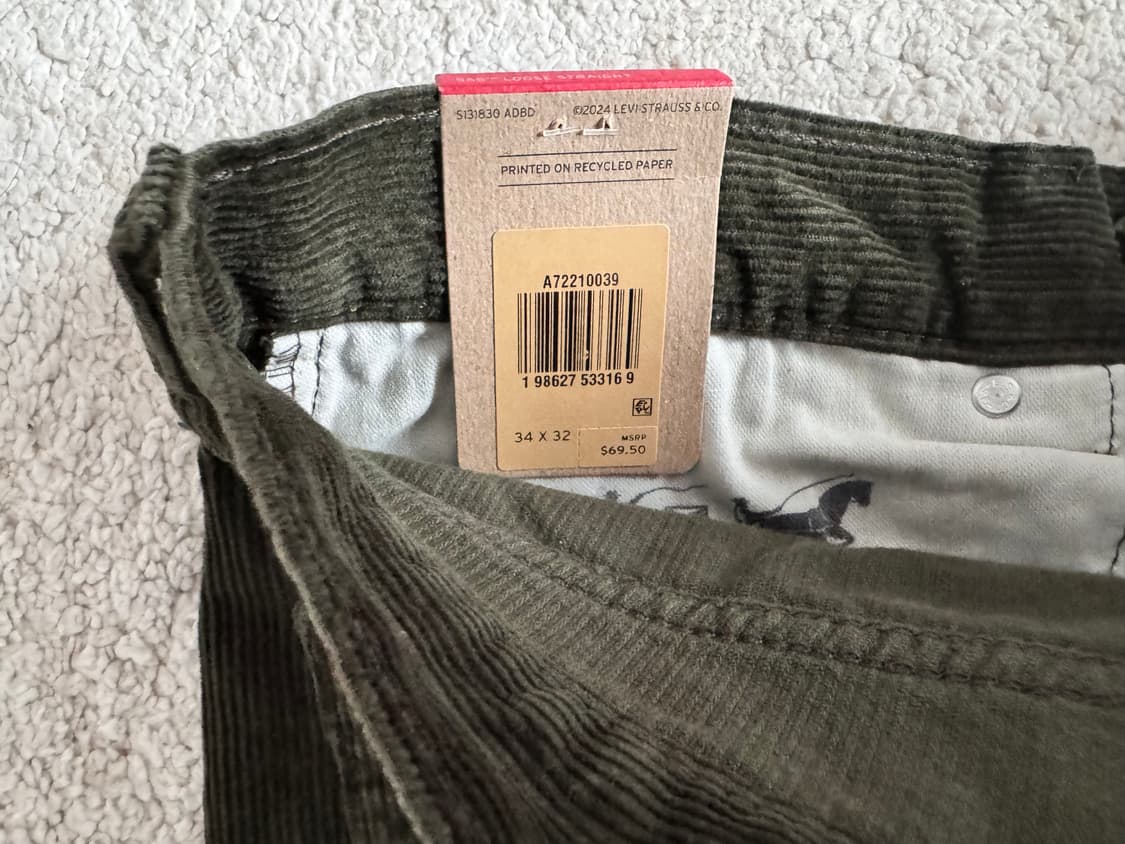 565 코듀로이팬츠 34/32 딥그린 상품이미지4