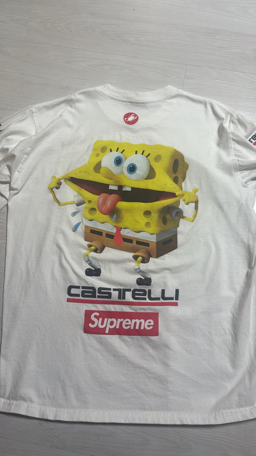 슈프림 x 스폰지밥 카스텔리 레이싱 롱슬리브 티셔츠 화이트 M사이즈 상품이미지5