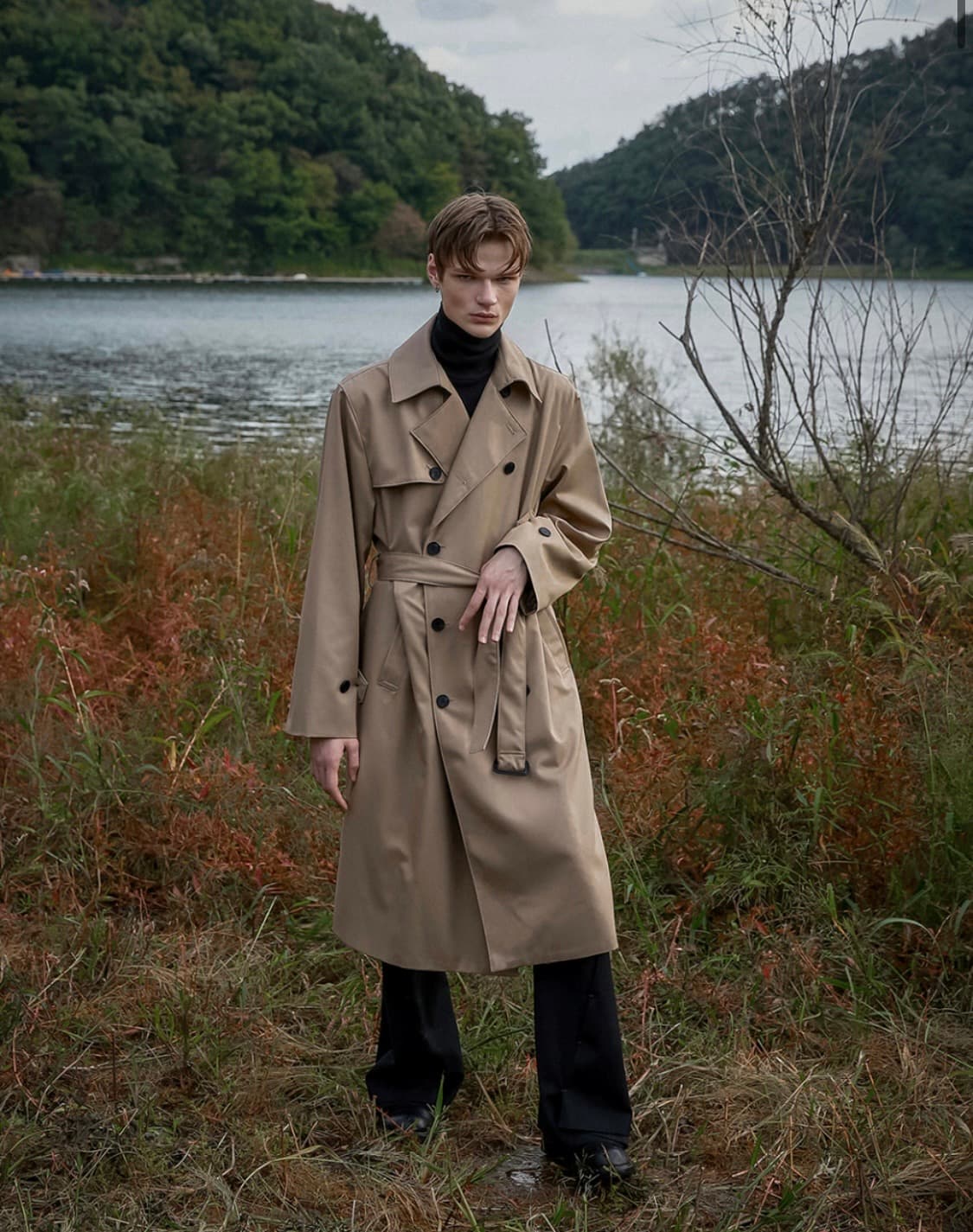 플레어업 오버사이즈 트렌치코트 FL-012 베이지 / 사이즈1 / 실착 상품이미지3