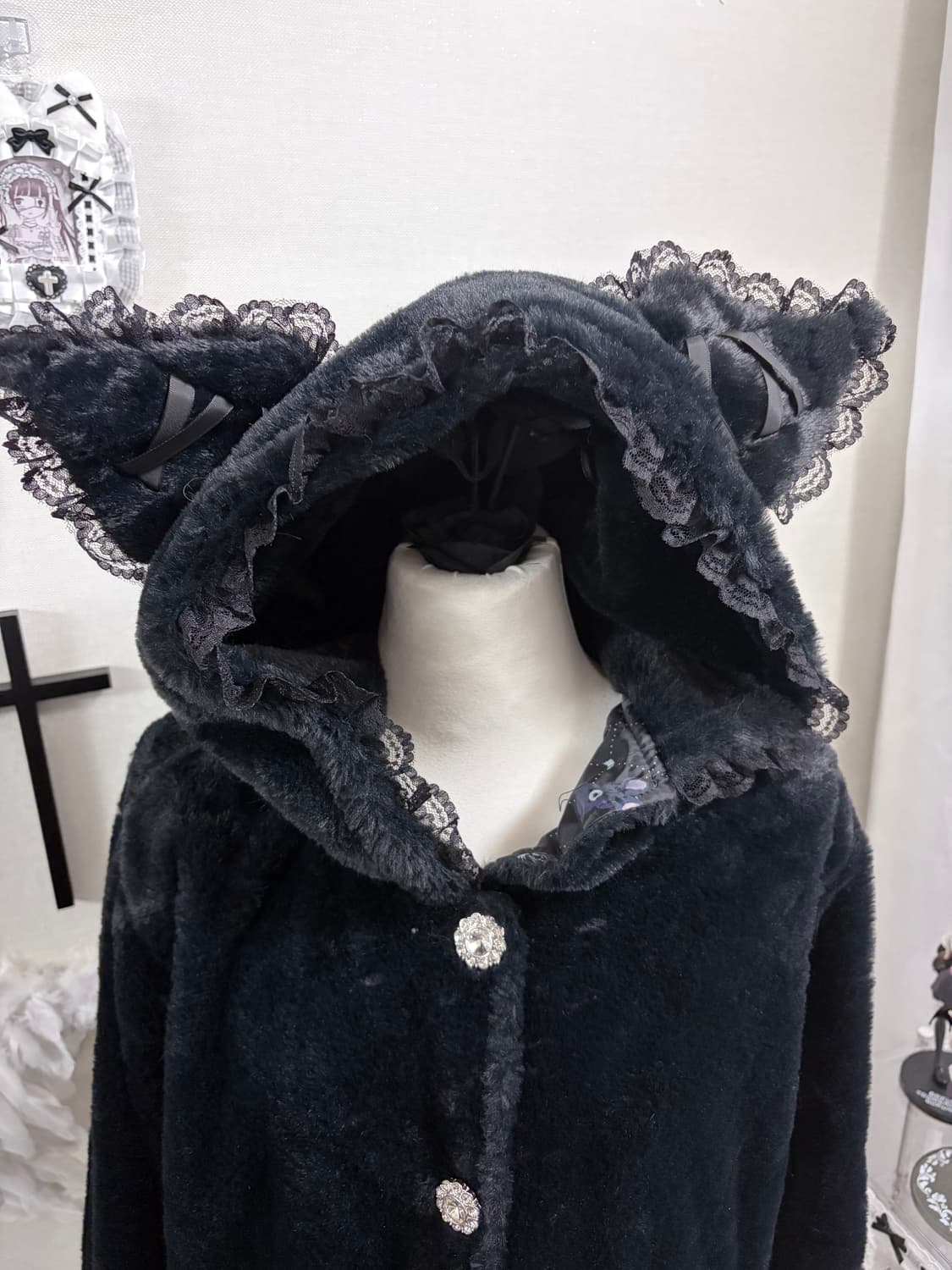 쿠로미 레이스 프릴 퍼자켓 상품이미지3