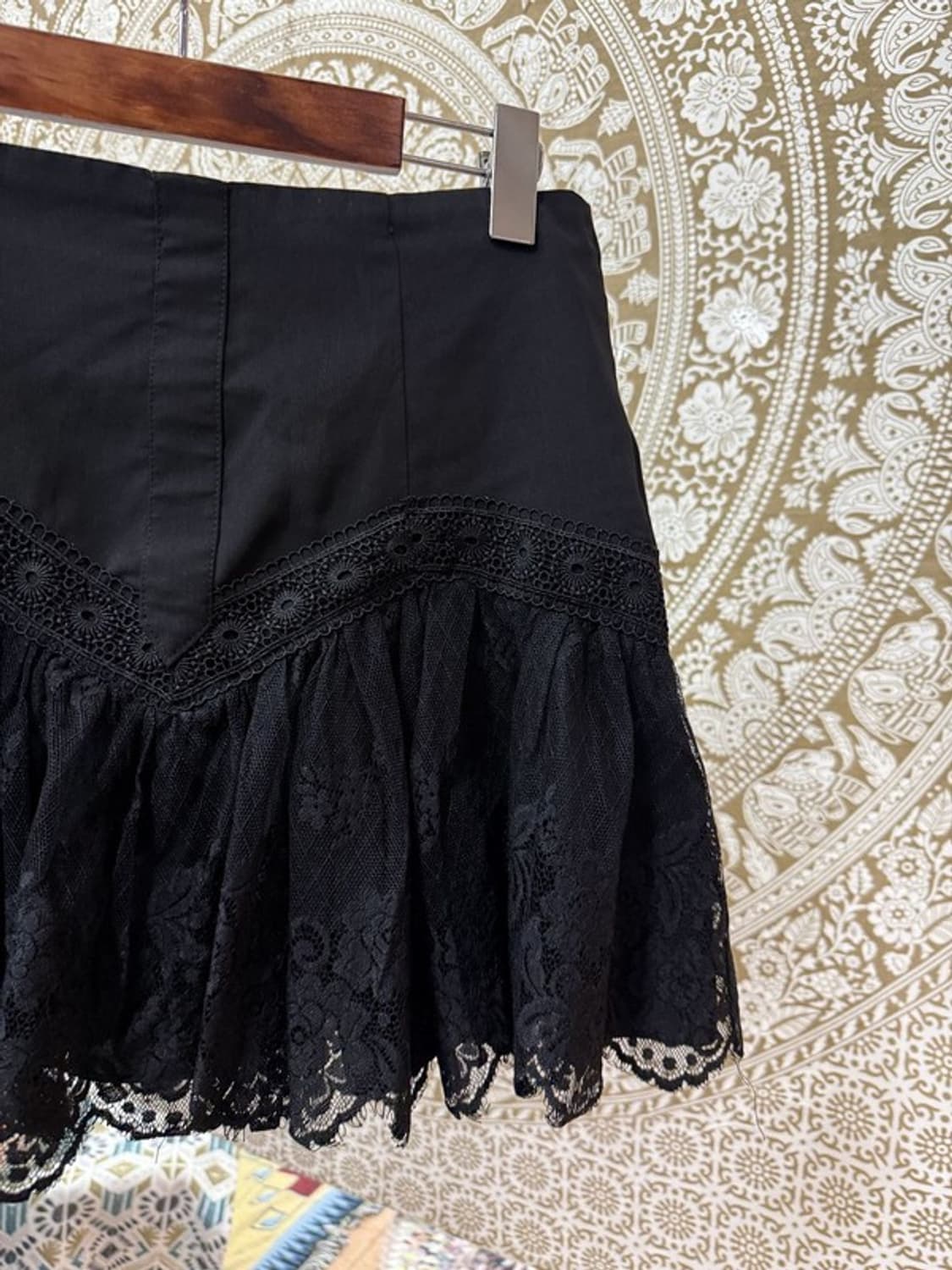제페니즈 빈티지 여성 블랙 시스루 레이스 미니스커트 상품이미지4