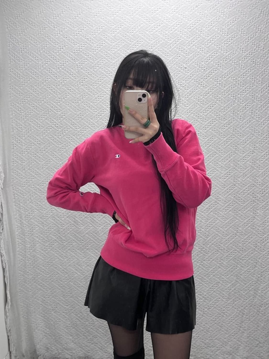 챔피온 리버스위브 Y2K 00's 핫핑크 맨투맨 M C09014 상품이미지2