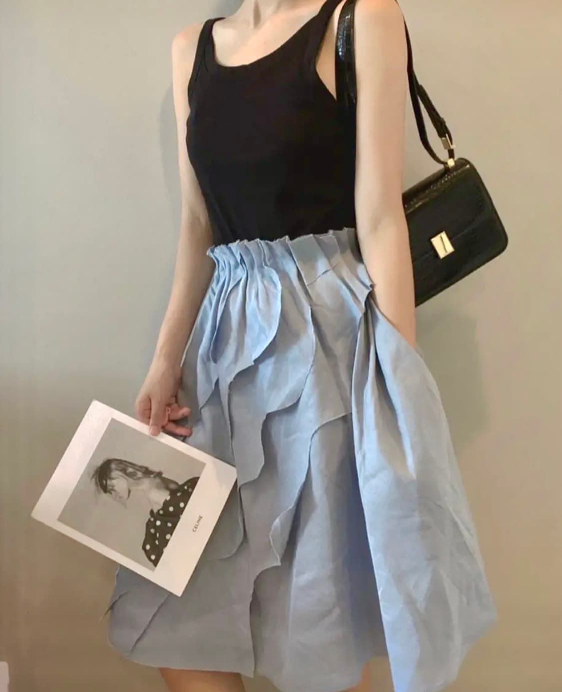 COS 코스 밴딩 러플 미디스커트 더스티블루  상품이미지5